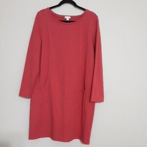 Purejill Elegant Coral Dress Tshirt Shift Dress L soft Thick Cozy Stretch Retro